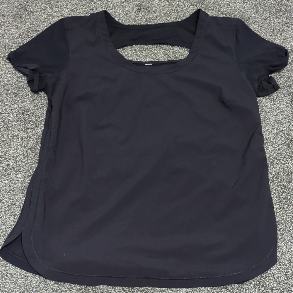 Black Backless Short Sleeve T-Shirt